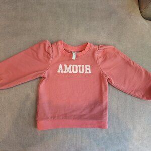Janie and Jack Girls' Sweatshirt Size 3T - Pink "AMOUR"
